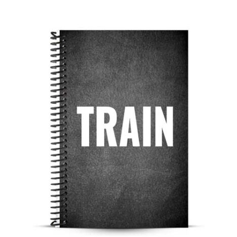 Black training log front cover on white background