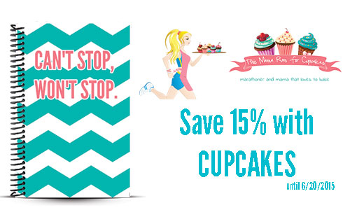 Lisa Runs for Cupcakes custom running journal and journal coupon